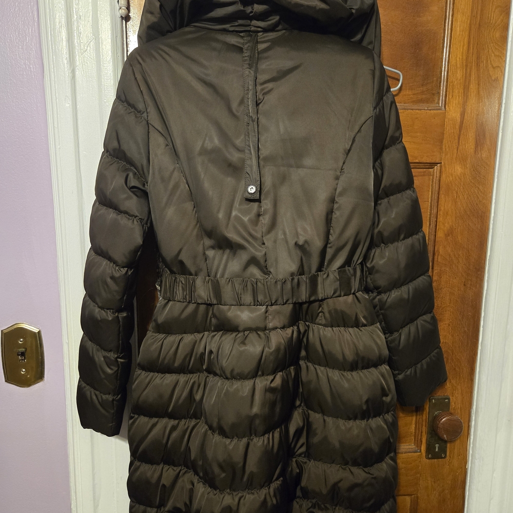 Ladies Chocolate Puffer Coat - Brown - Picture 7 of 12